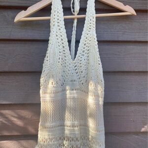 Crochet Halter Top dress in Cream